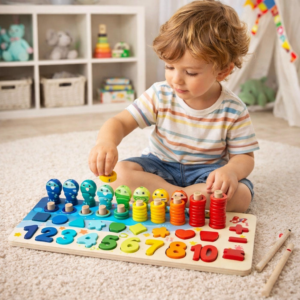 planche d'activité montessori formes, nombres et couleurs