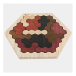 Tangram Bois hexagonal marron