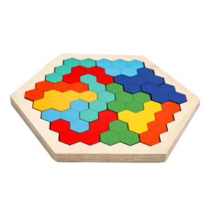 tangram en bois – hexagone