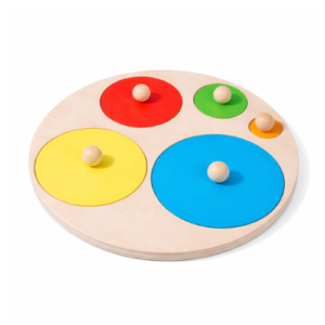 puzzle montessori sur planche 5 encastrements ronds