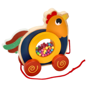 jouet à tirer en bois coq