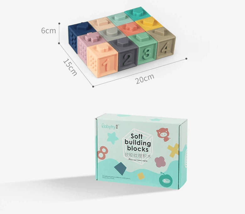 12 cubes sensoriels silicone Montessori