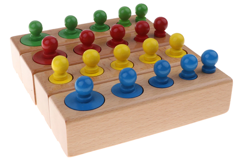 Jouet Montessori - Cylindres colorés en bois