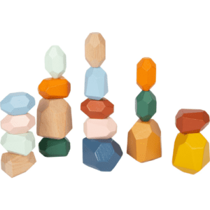 pierres colorées à empiler jeu empilement en bois 9pcs