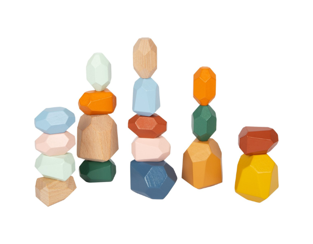 pierres colorées à empiler jeu empilement en bois 9pcs