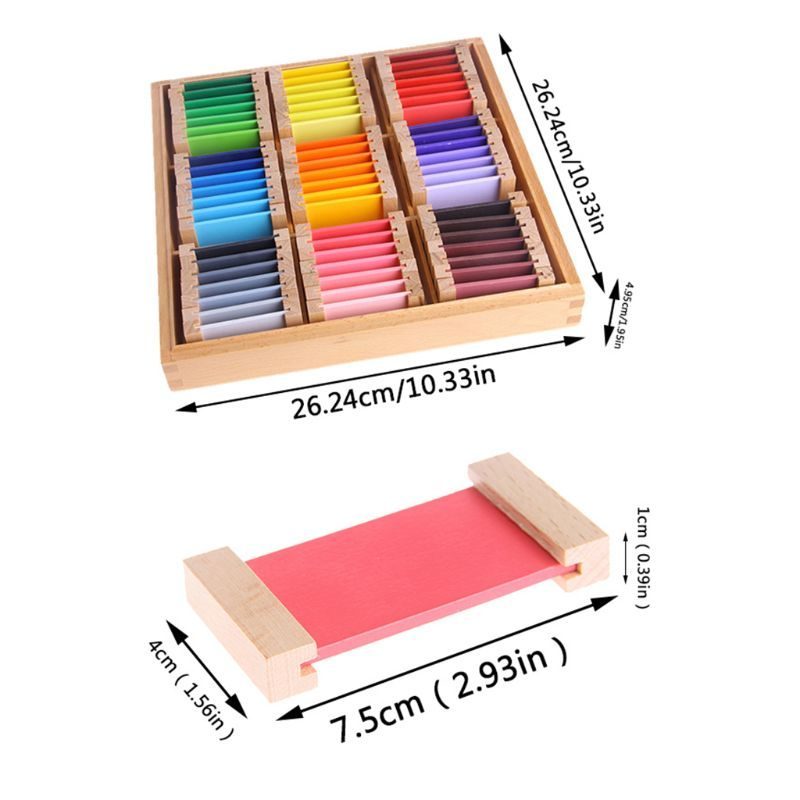 dimensions boîte à couleurs jeu Montessori