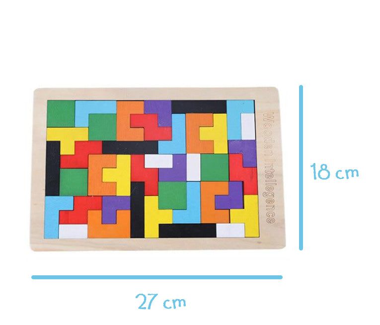 Puzzle Enfant Montessori - Tetris couleur en bois