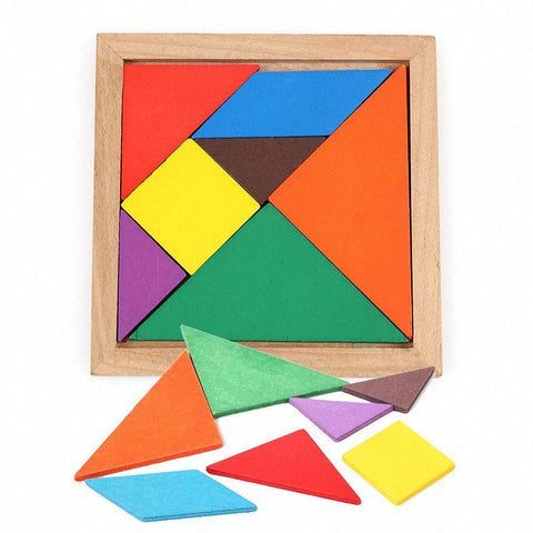 Tangram en bois multicolores - Jouet Montessori