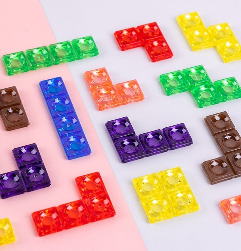 Composants colorés du Tetris 3D vertical
