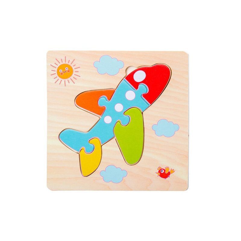 Petit puzzle avion - carte en bois Montessori