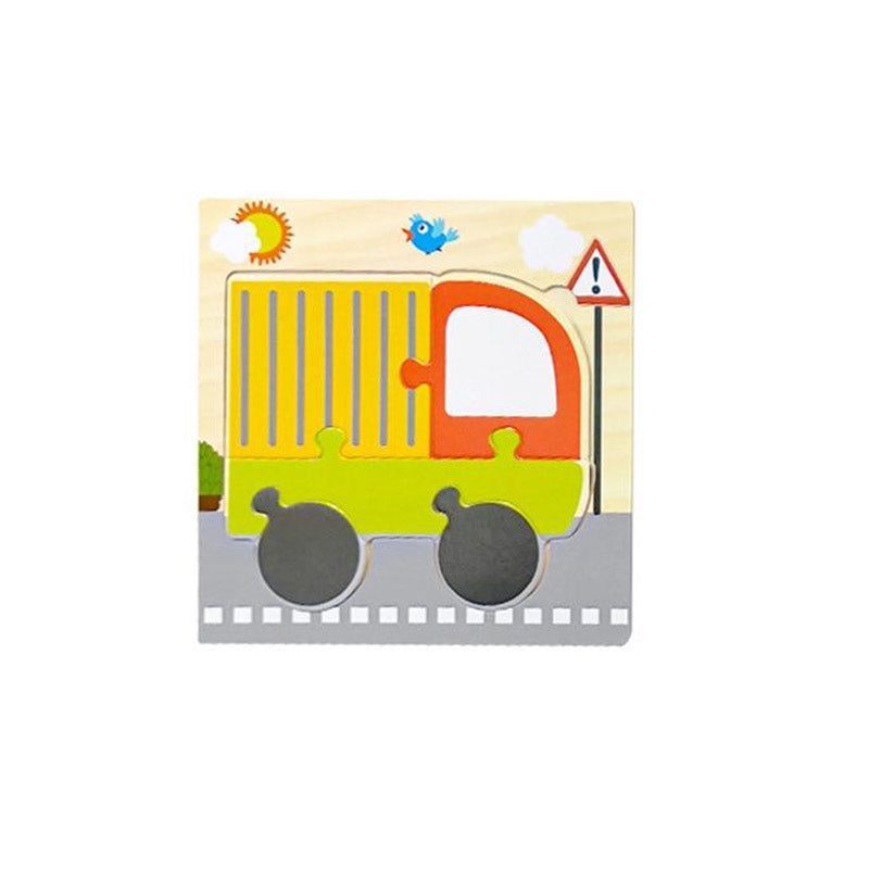 Petit puzzle camion - carte en bois Montessori