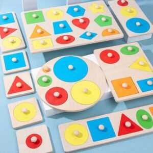 Puzzle de Formes Géométriques en Bois Montessori