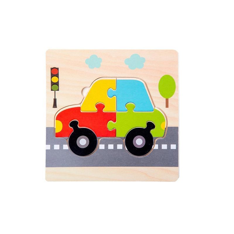 Petit puzzle voiture - carte en bois Montessori