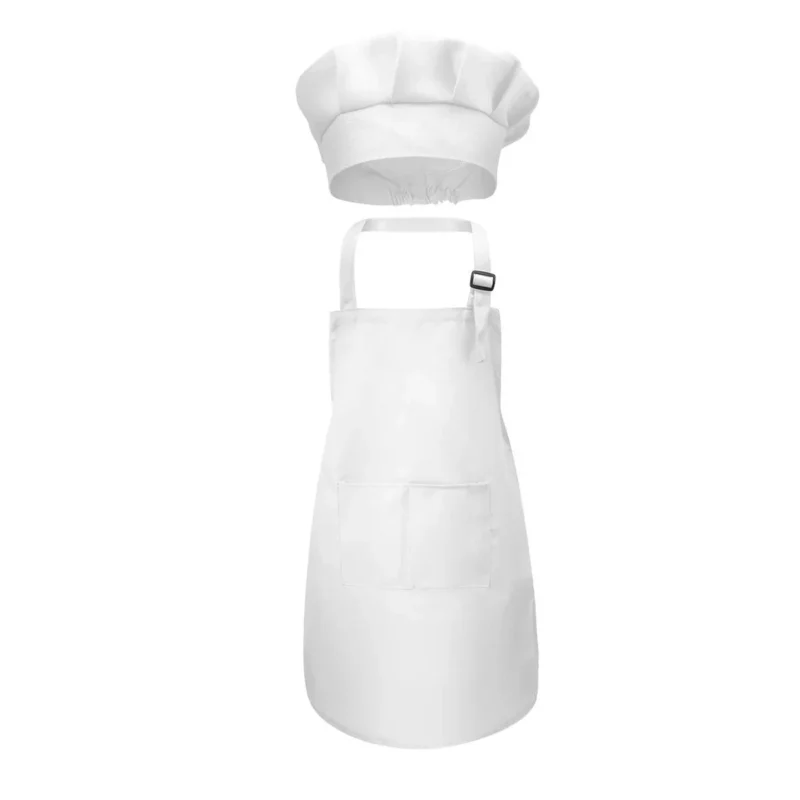 Tablier et toque de cuisine blanc