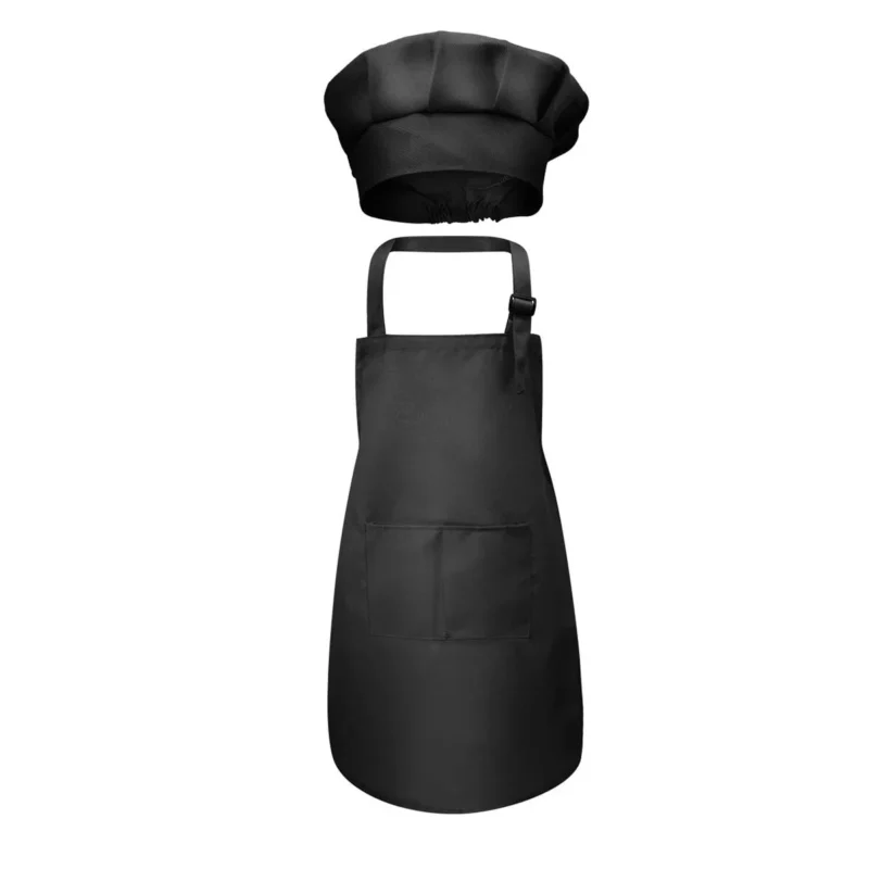 Tablier et toque de cuisine noir