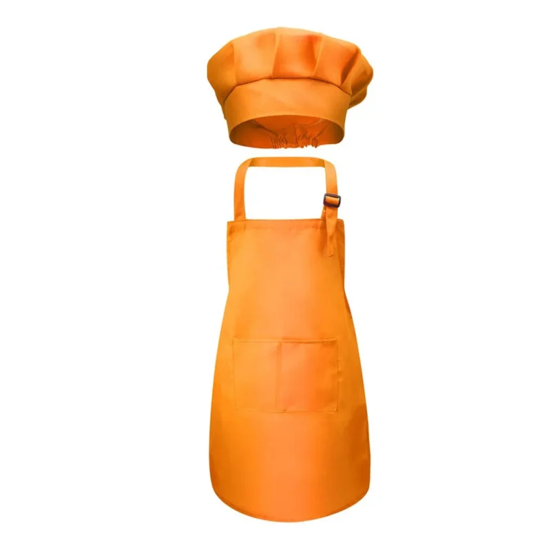 Tablier et toque de cuisine orange