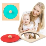 Puzzle miroir rouge et bleu en bois montessori