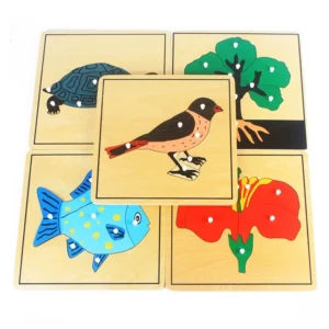 Puzzle en bois montessori animaux et fleurs