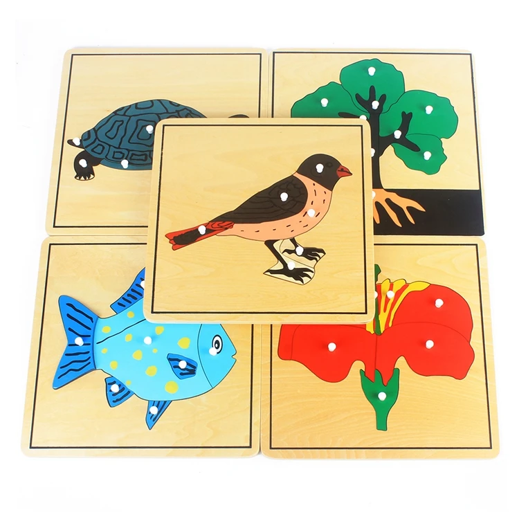 Puzzle en bois montessori animaux et fleurs