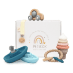 Coffret Cadeau Naissance Montessori - Silicone Bleu