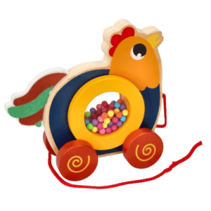 jouet à tirer en bois coq