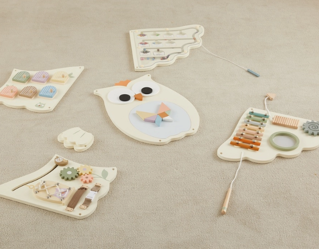 busy board montessori xxl – tableau d’activités géant chouette