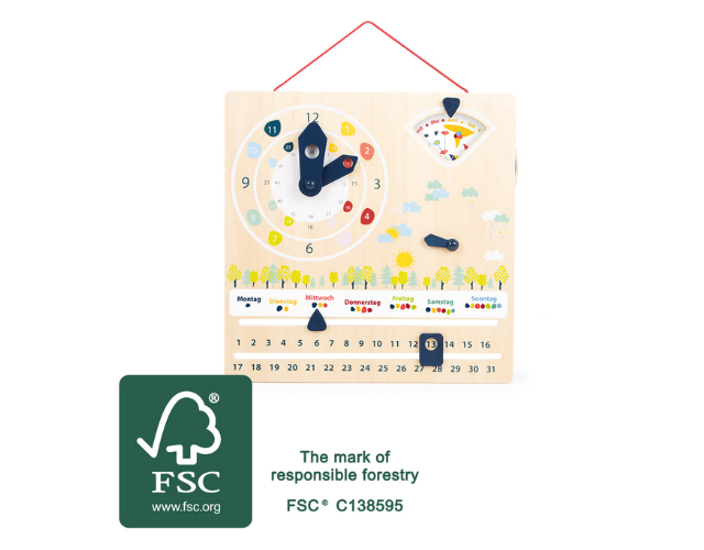 calendrier éducatif en bois – version française