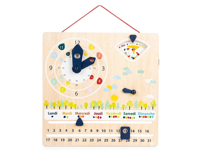 calendrier éducatif en bois – version française