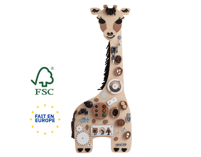 tableau d'activités montessori xl busy board girafe