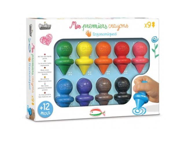 premiers crayons enfant ergonomiques x9 – dès 1 an