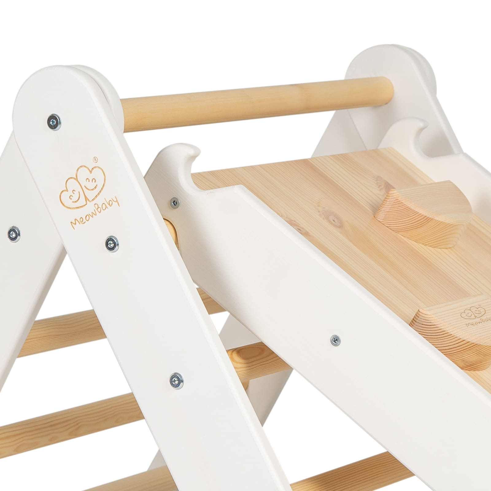 ladder with a slide climbing wall white