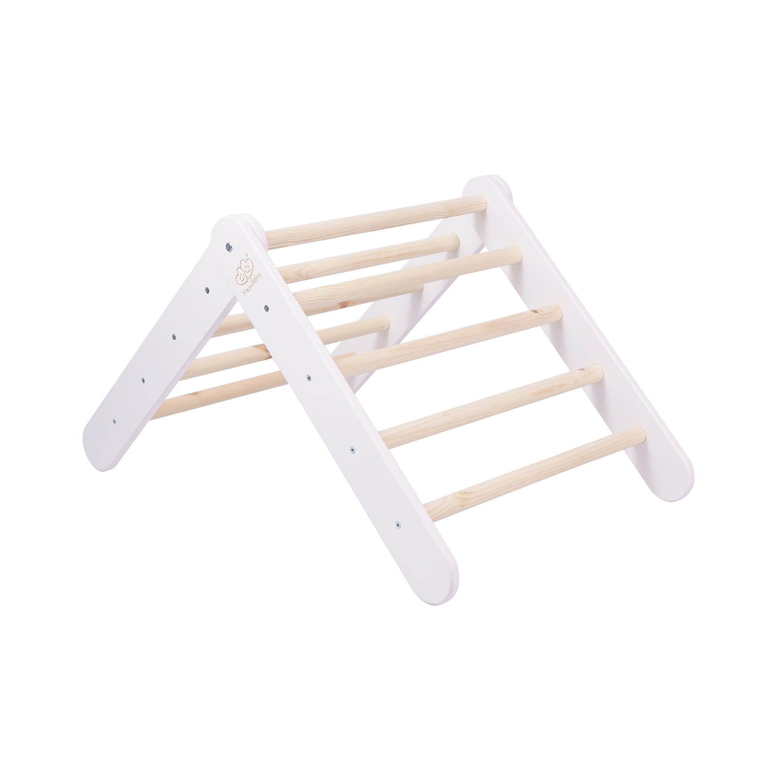 ladder with a slide climbing wall white