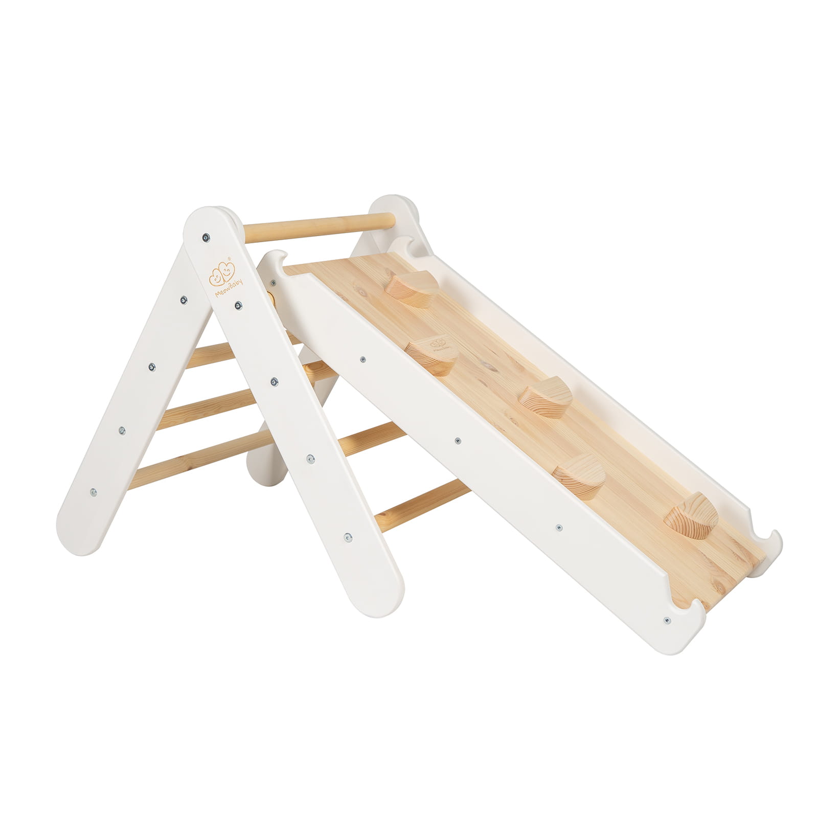 ladder with a slide climbing wall white