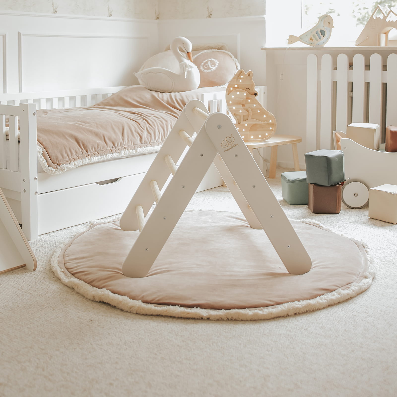 wooden pikler climbing ladder white