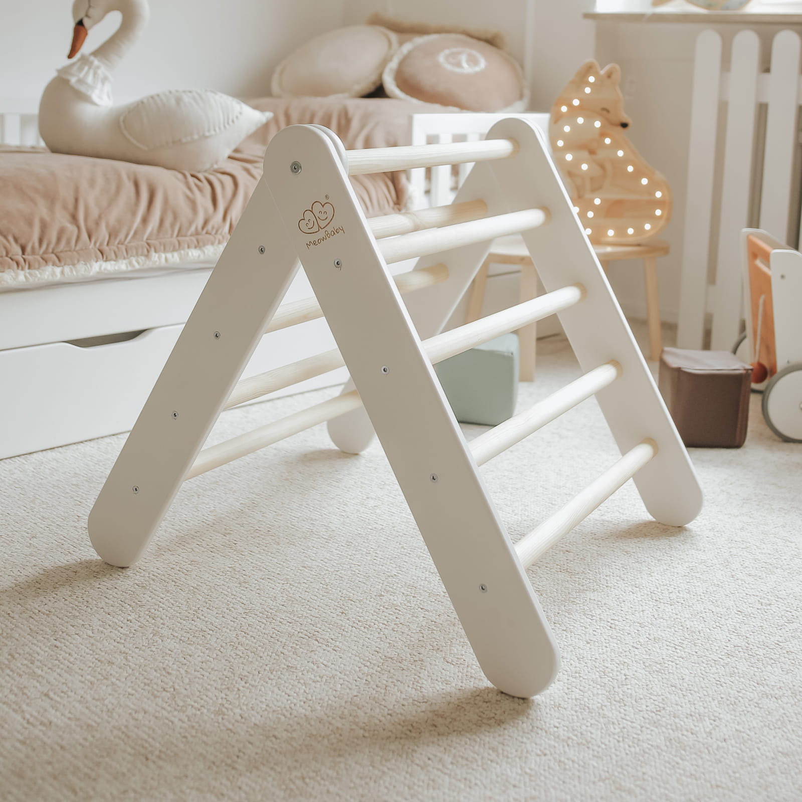 wooden pikler climbing ladder white