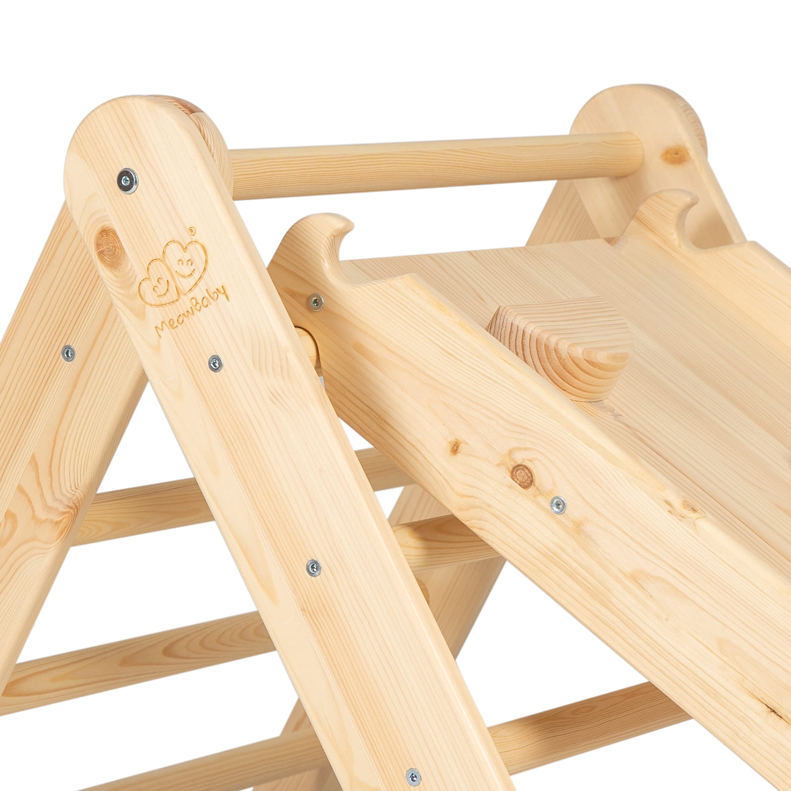 ladder with a slide climbing wall natural wood