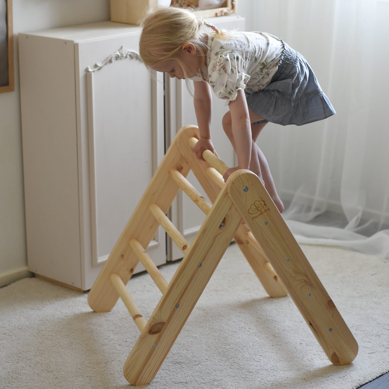 wooden pikler climbing ladder natural wood