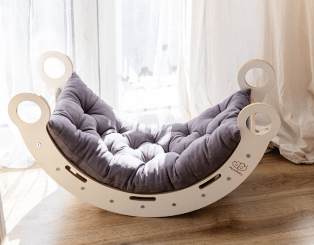 white wooden dream rocker with pillow and slide medium