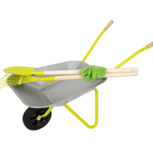 brouette & outils de jardin bleu