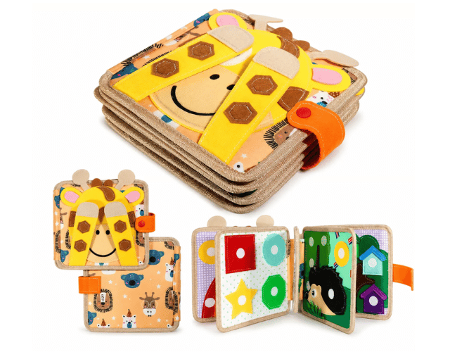 livre d'activités montessori en feutre girafe