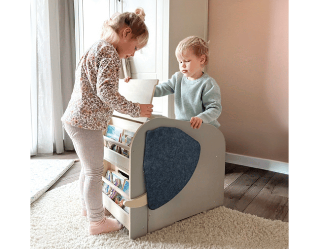 meuble montessori 4 en 1 coffre, bibliothèque, siège & dessin