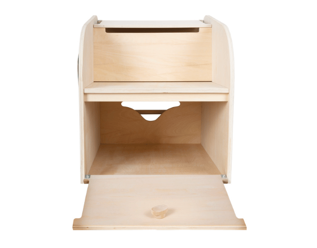 meuble montessori 4 en 1 coffre, bibliothèque, siège & dessin