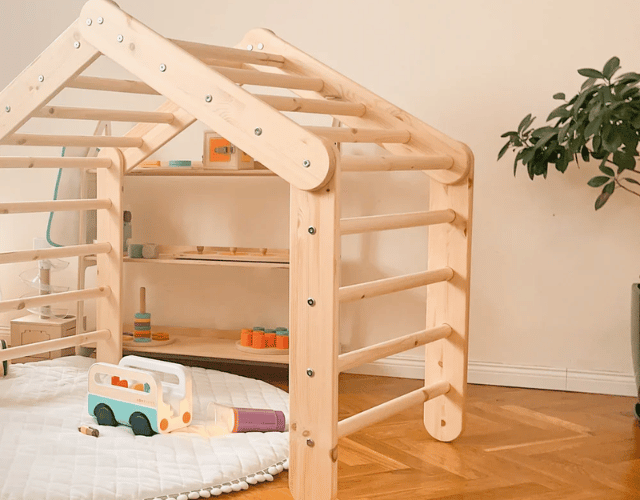 large wooden pikler ladder natural wood