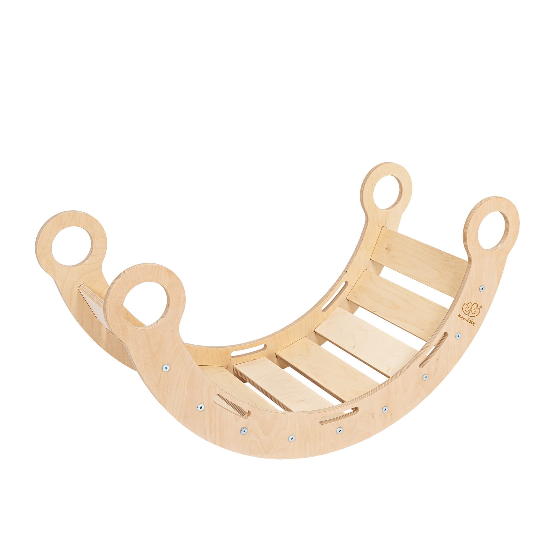 snug rocker for kids natural with beige pillow