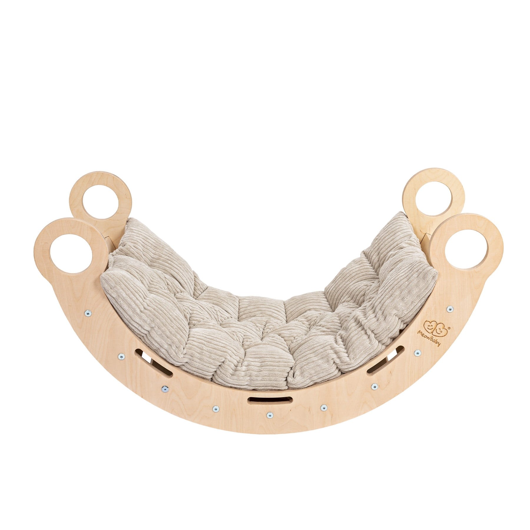 snug rocker for kids natural with beige pillow
