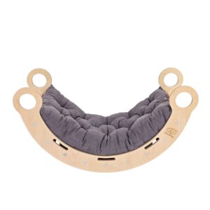 snug rocker for kids natural with grey pillow