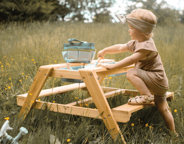 table de jardin en bois 2 en 1
