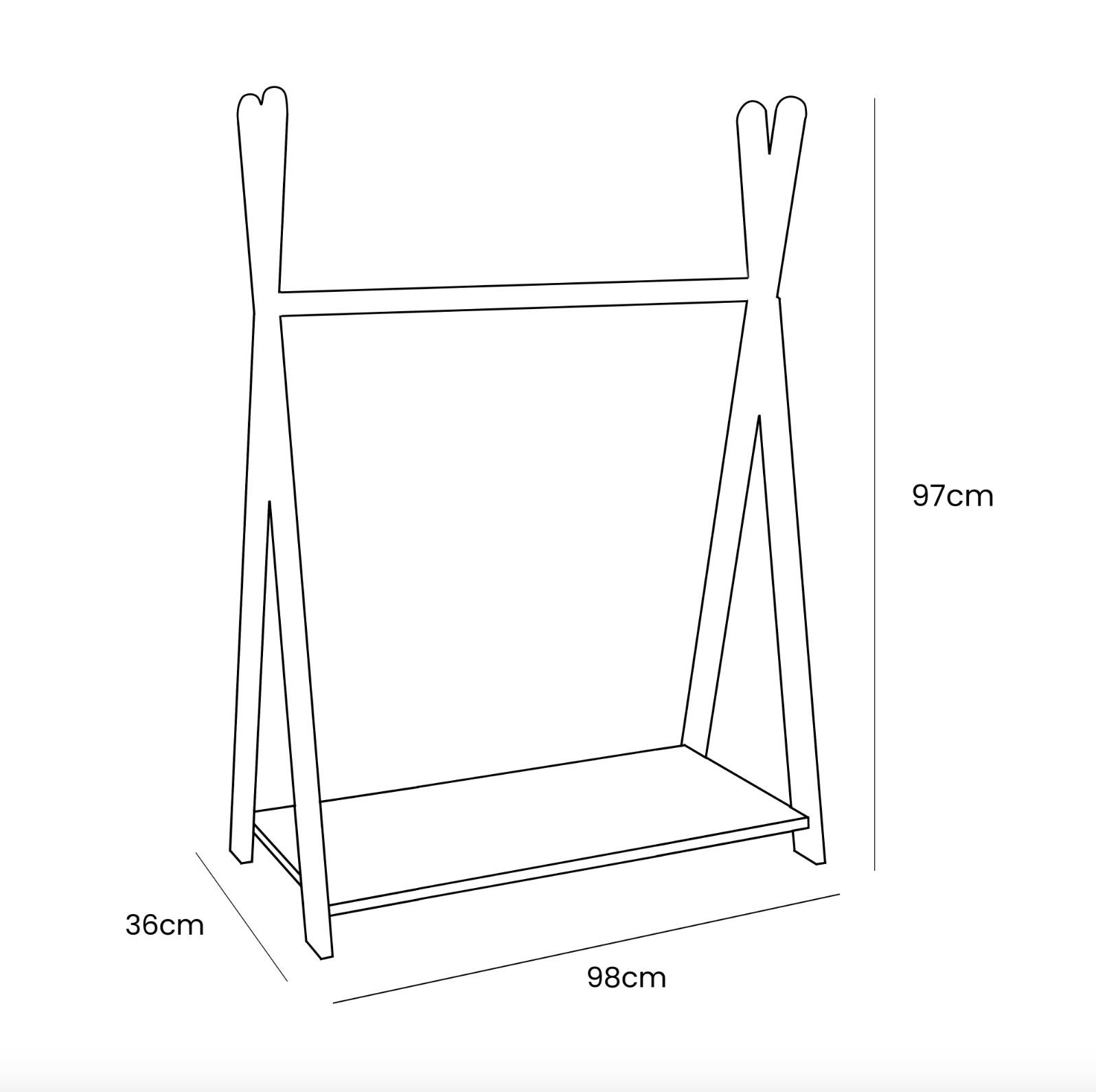 tipi clothing rack for children large natural wood
