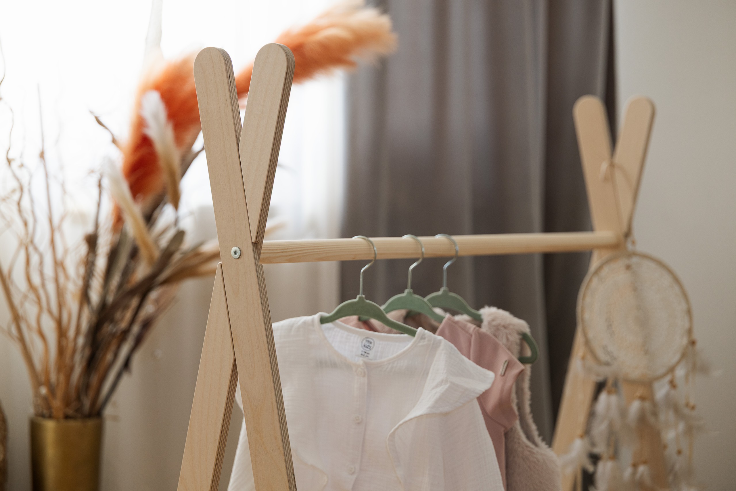 tipi clothing rack for children large natural wood