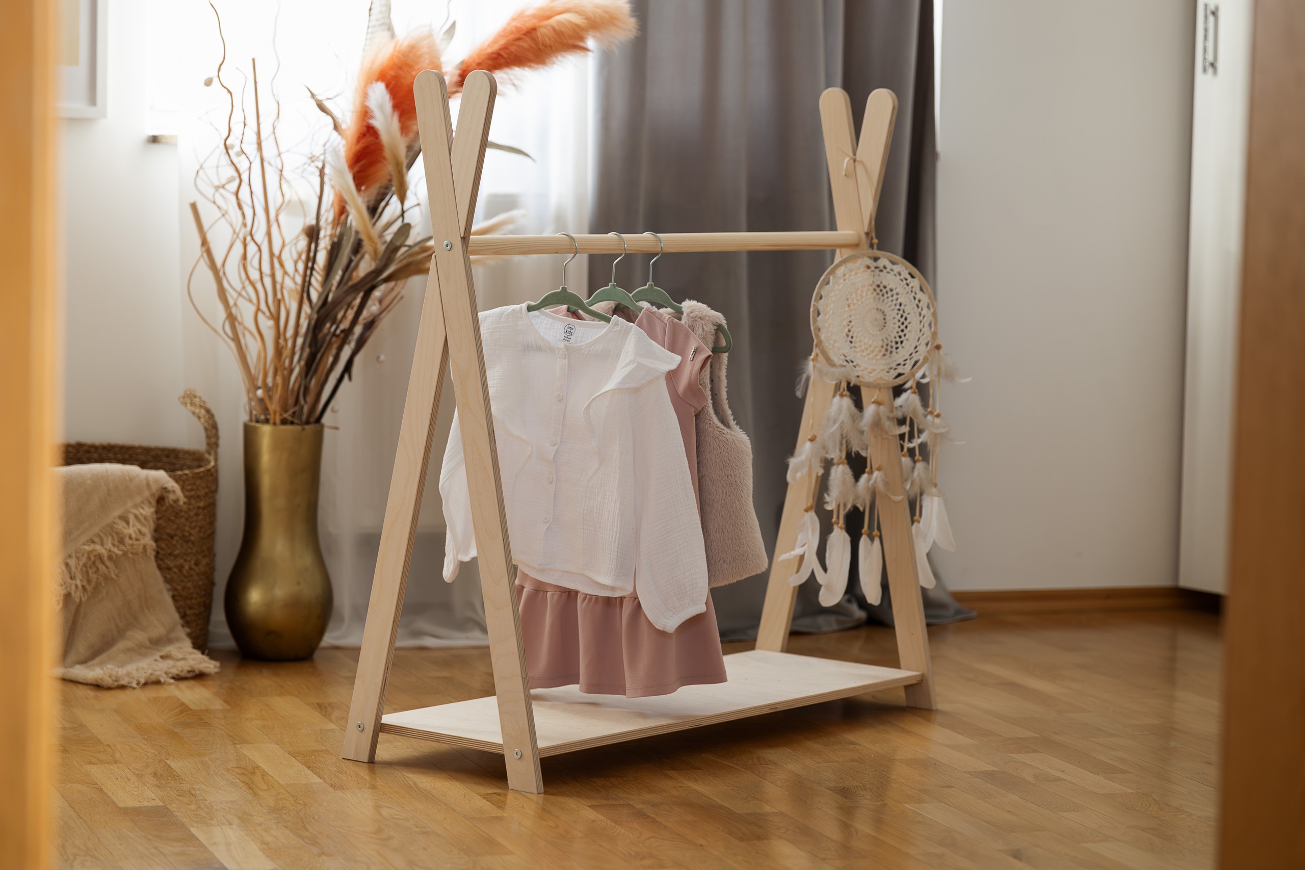 tipi clothing rack for children large natural wood